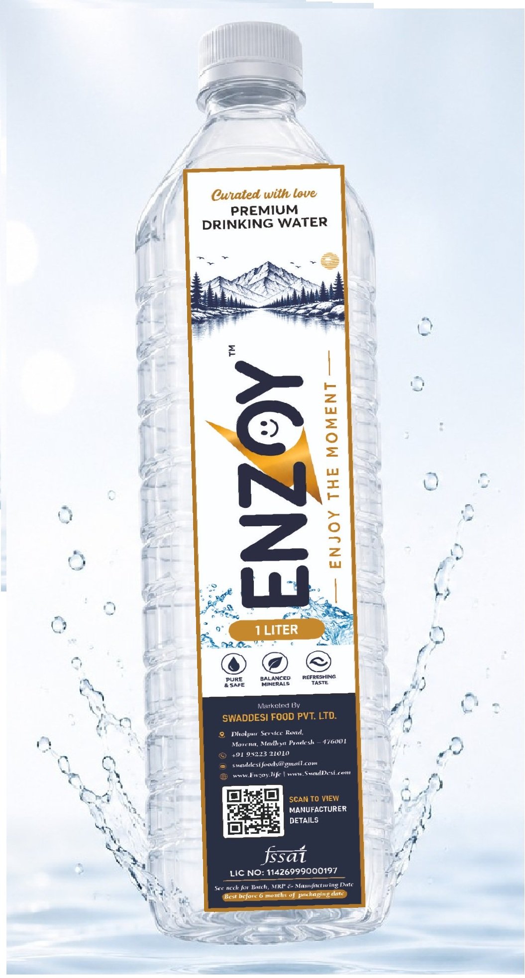 Enzoy premium drinking water bottle